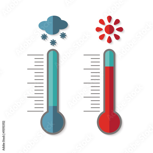 Flat design icons of thermometer