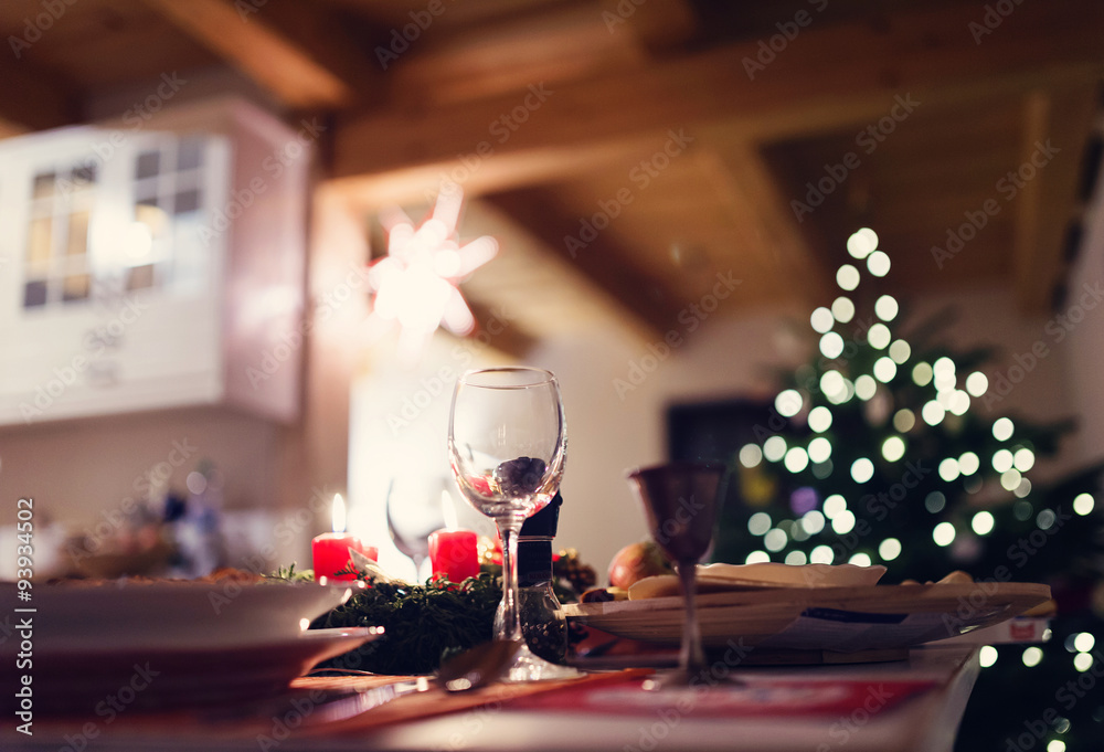 Christmas meal on a table