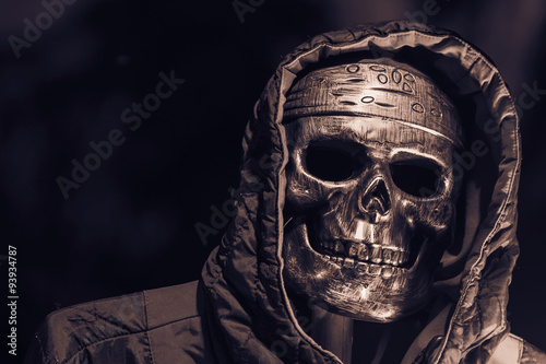 skull and hood in halloween
