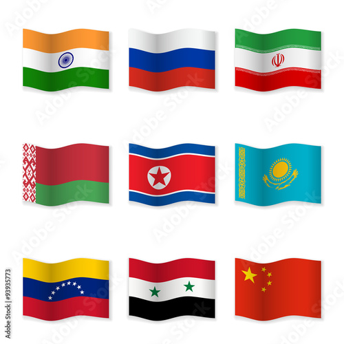 Waving flags of Russian ally countries