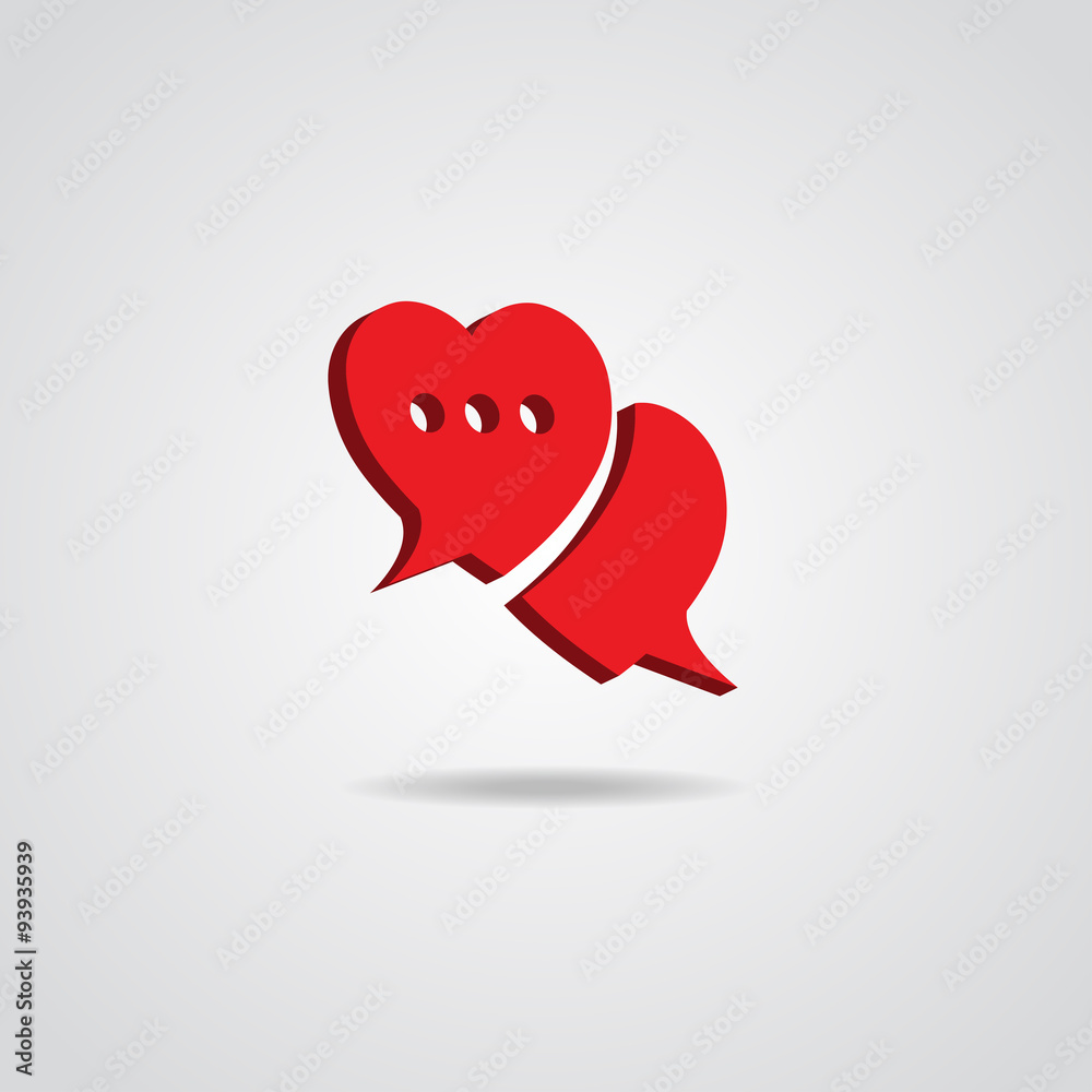 Love chat icon. speech bubble design