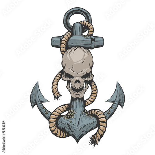 Anchor and skull illustration