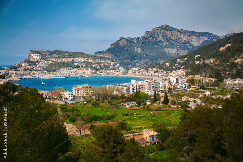 aerial view of the small town Port de Soller