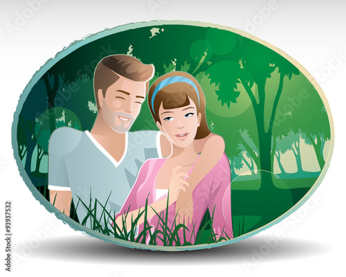 relaxing in nature /  Happy young couple enjoying nature