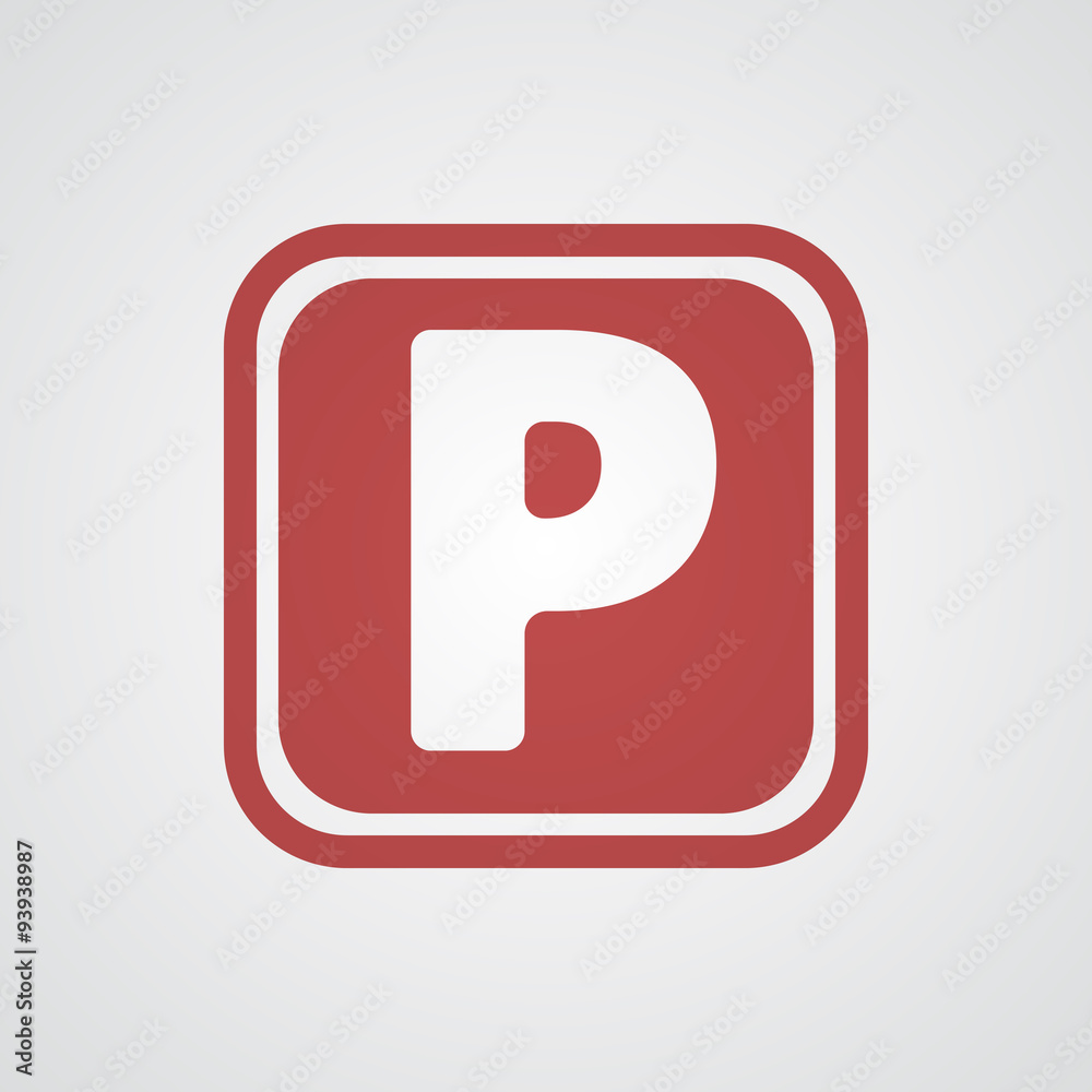 Flat red Parking icon