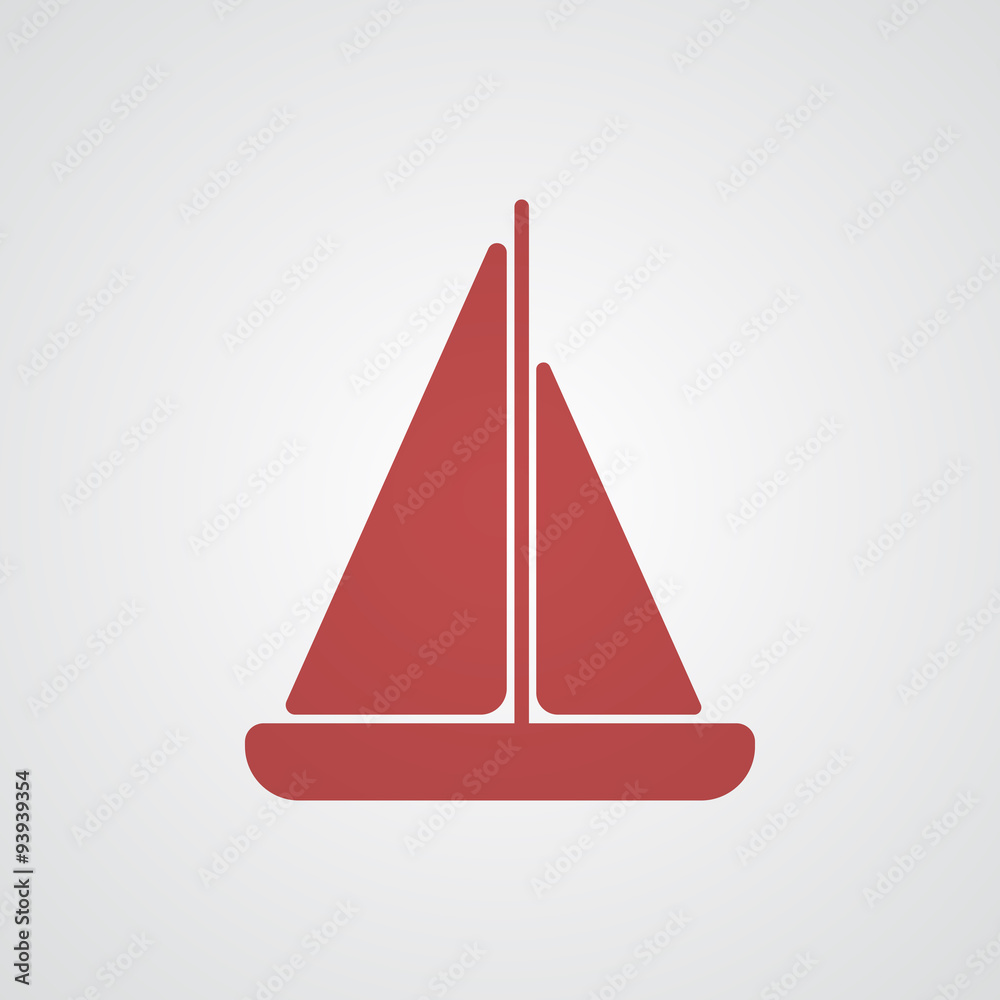 Flat red Sailboat icon Flat red Sailboat icon