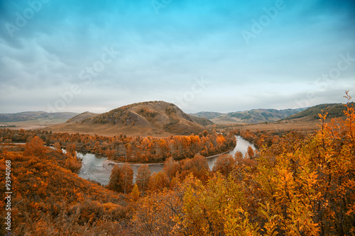 Autumn river at evening