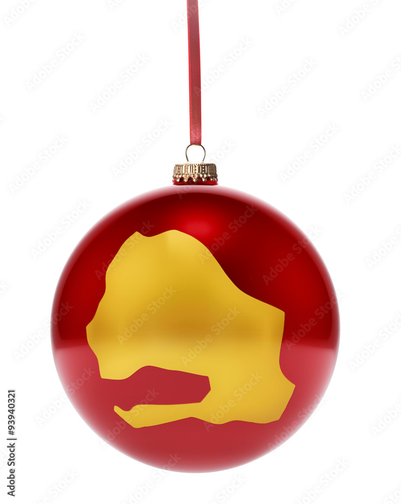 Red bauble with the golden shape of Senegal.(series) Red bauble with the golden shape of Senegal.(series)
