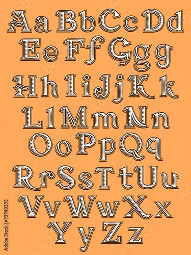 Font tattoo engraving woodcut 