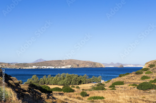View to the sea in Kimolos island  Cyclades  Greece  early in the morning