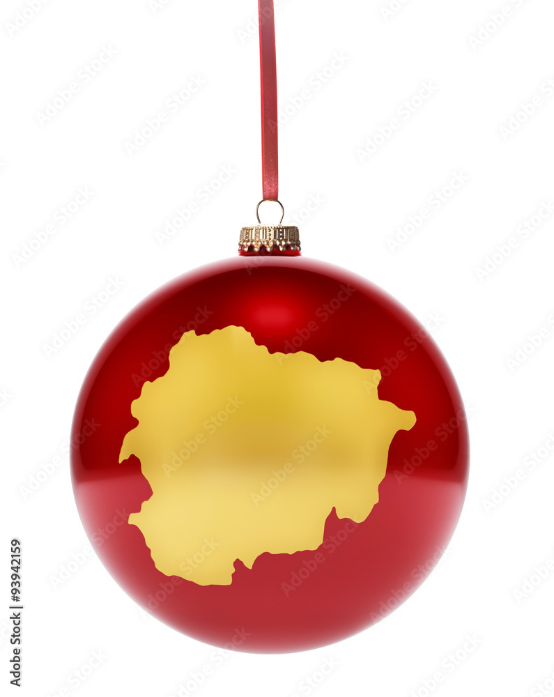 Red bauble with the golden shape of Andorra.(series) Red bauble with the golden shape of Andorra.(series)