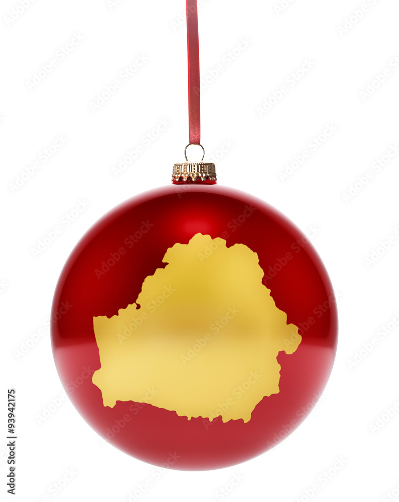 Red bauble with the golden shape of Belarus.(series) Red bauble with the golden shape of Belarus.(series)