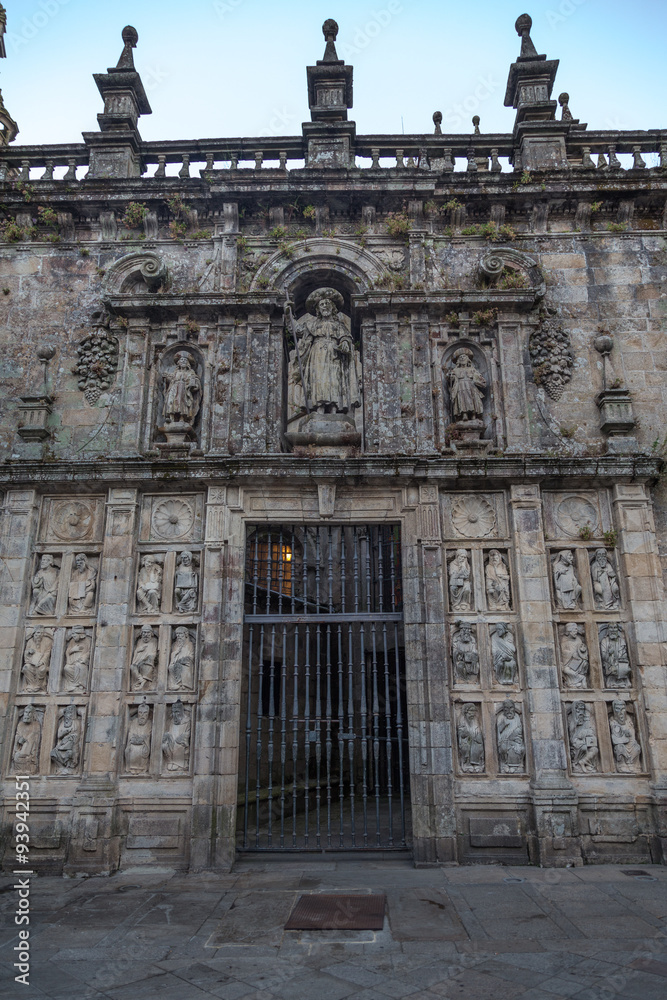 The Porta Santa or holy door on the east side of the Cathedral de Santiago de Compostela