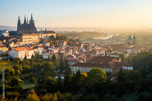 Early morning view of beautiful Prague city center