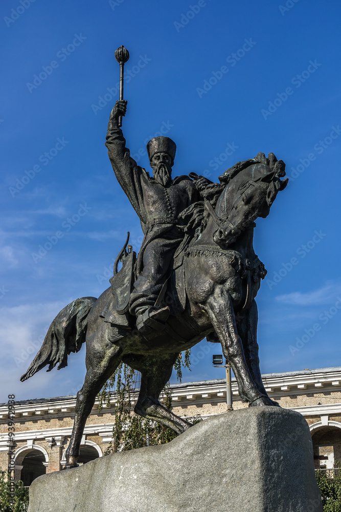 Obraz premium Monument to hero Cossack times Peter Sagaidachnyi, Kiev, Ukraine