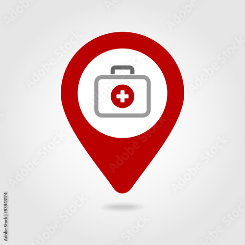 First aid kit map pin icon