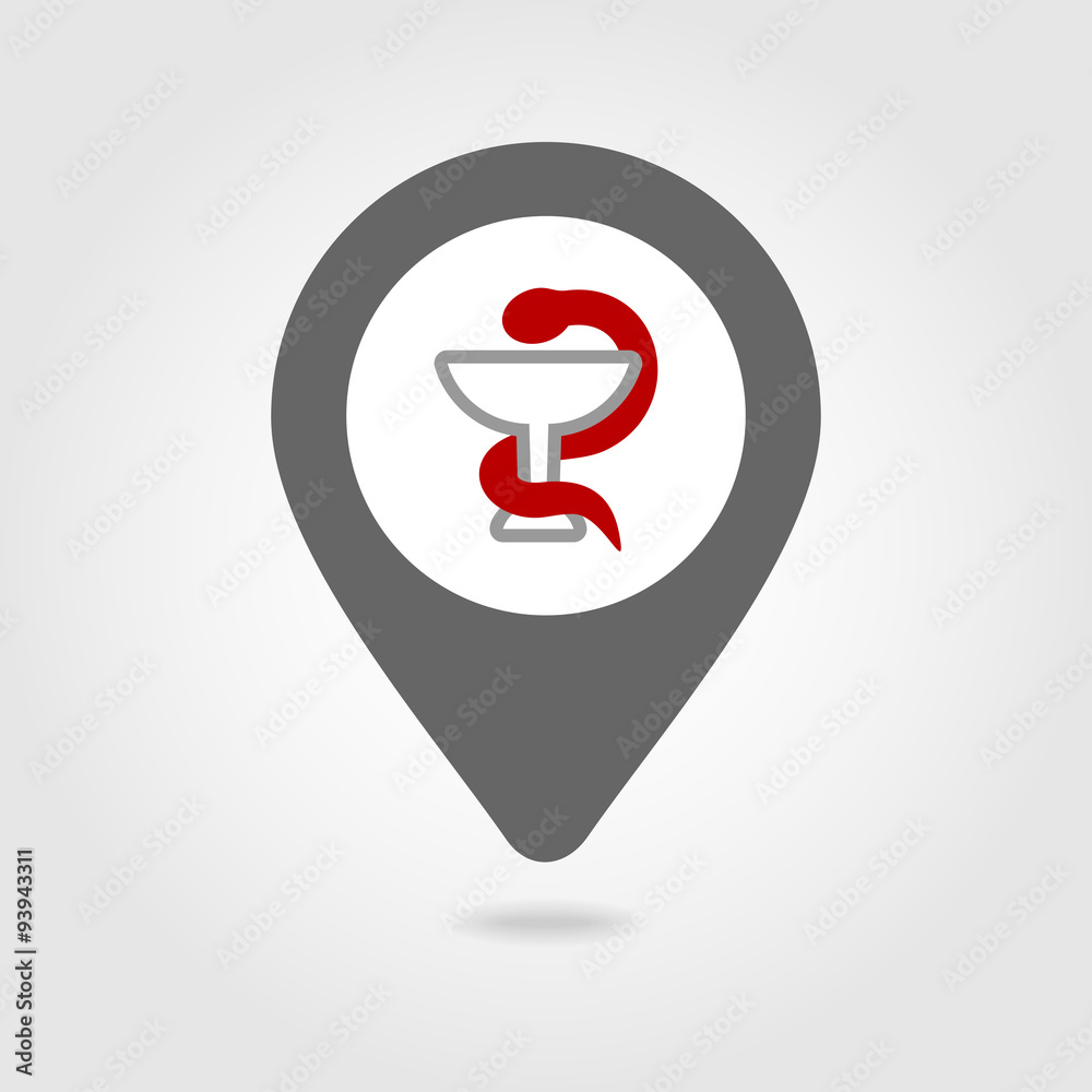 Snake medical map pin icon Snake medical map pin icon