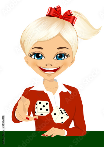 woman throwing the dice gambling playing craps