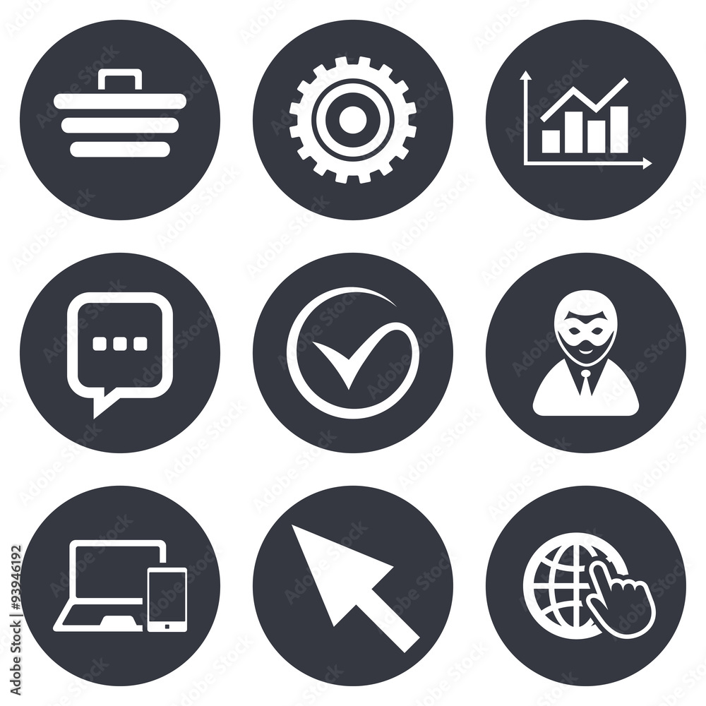 Internet, seo icons. Tick, shopping signs. Internet, seo icons. Tick, shopping signs.