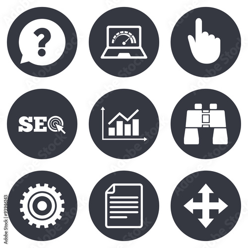 Internet, seo icons. Analysis chart sign.