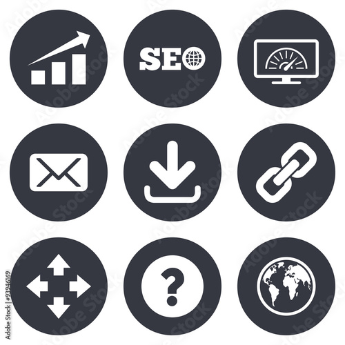 Internet, seo icons. Bandwidth speed sign.