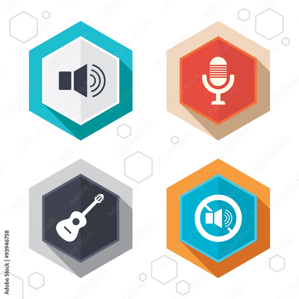 Musical elements icon. Microphone, Sound speaker Musical elements icon. Microphone, Sound speaker