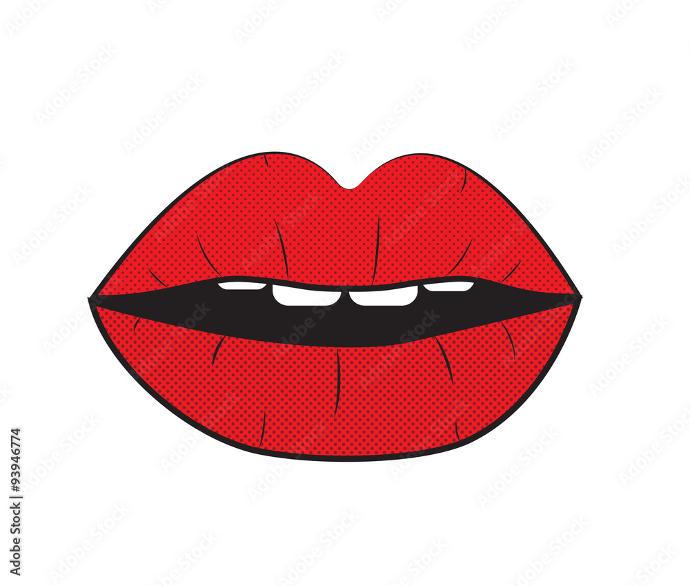 Open Red Lips Pop Art Background Vector Open Red Lips Pop Art Background Vector