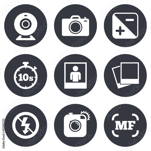 Photo, video icons. Camera, photos and frame.