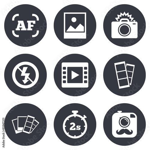 Photo, video icons. Camera, photos and frame.