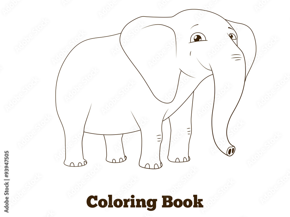 Coloring book elephant african animal cartoon 