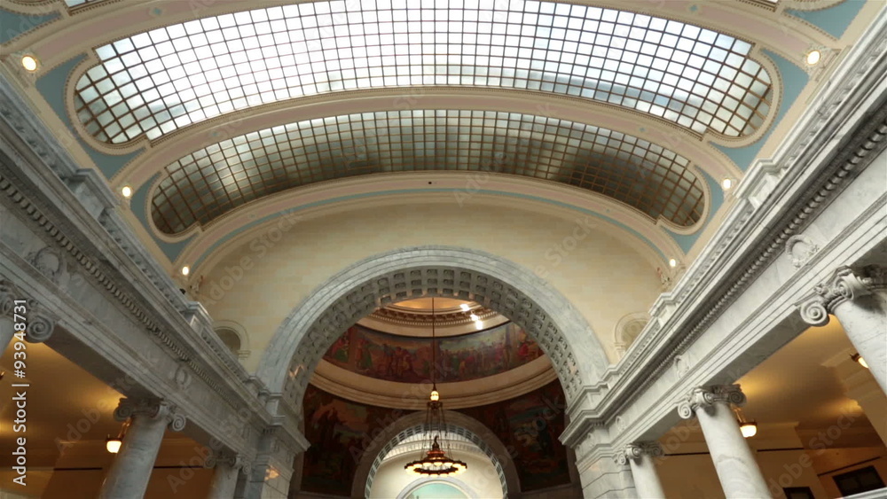 Utah State Capital inside tilt down to rotunda HD 4752