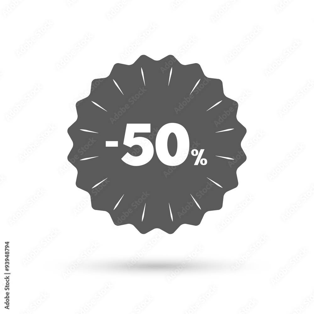 50 percent discount sign icon. Sale symbol. 50 percent discount sign icon. Sale symbol.