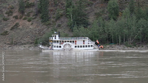 Side paddle steamer Yukon Canada river track P HD 1412