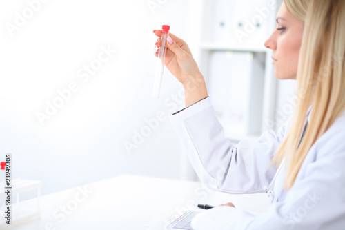 Female scientific research. in laboratory