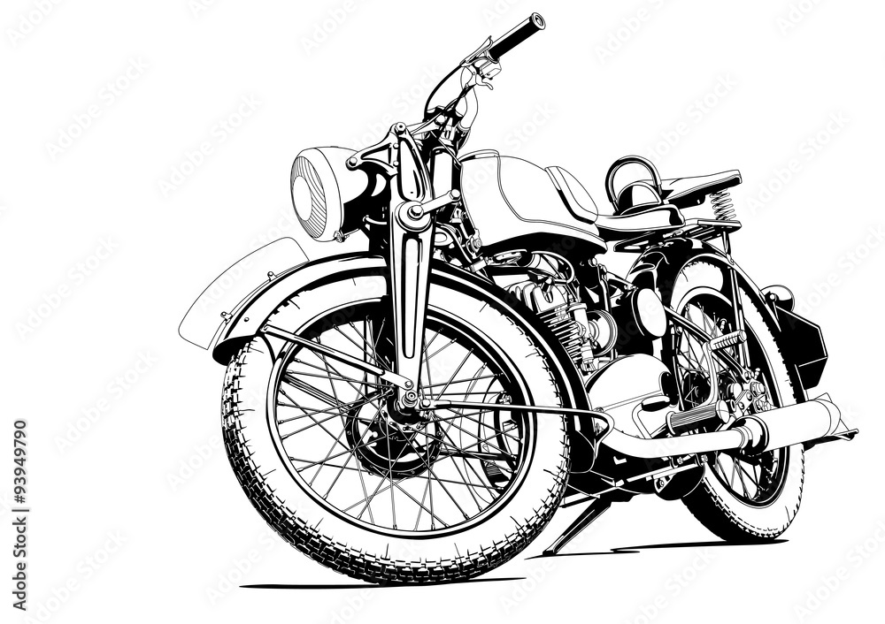 Fototapeta premium motocykl stary ilustracja