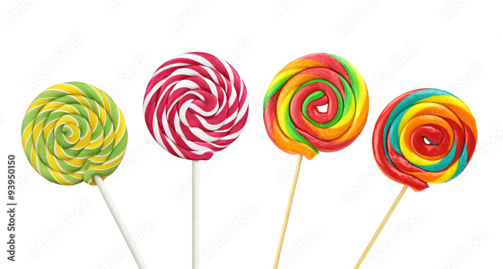Colorful spiral lollipops on white background Colorful spiral lollipops on white background