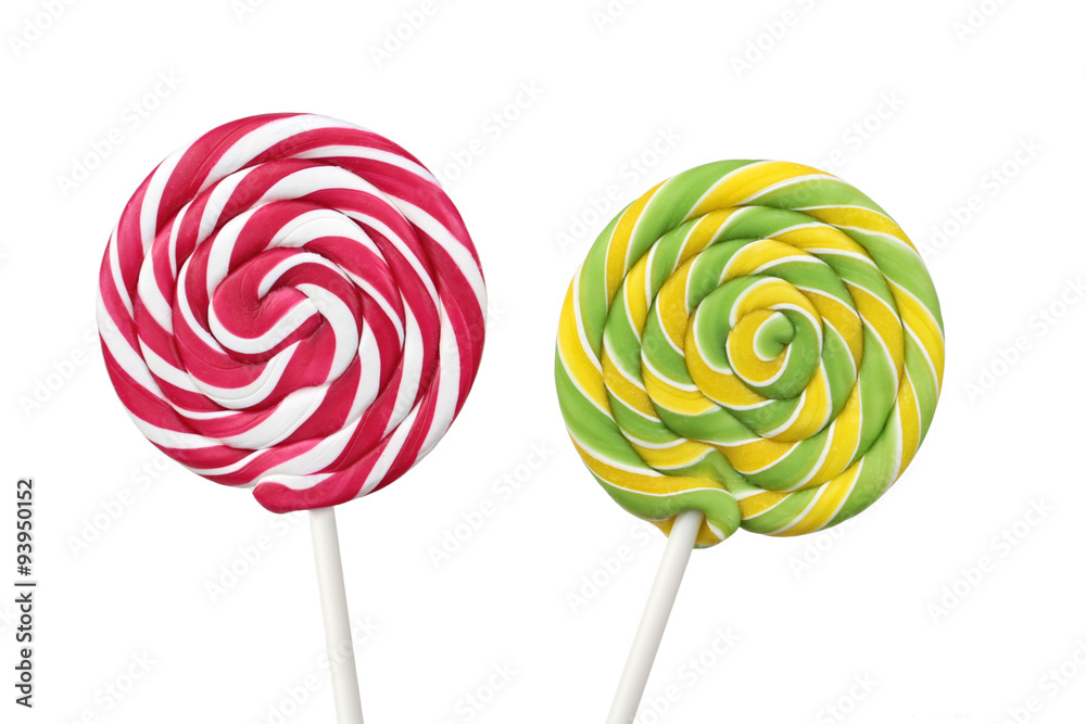 Colorful spiral lollipops on white background Colorful spiral lollipops on white background