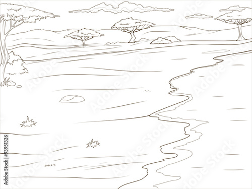 Coloring book  African savannah background