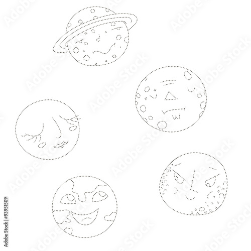 Educational gameconnect the dots to draw planets 