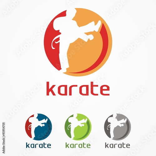 Karate or Taekwondo sport club logo design presentation on white. Vector illustration