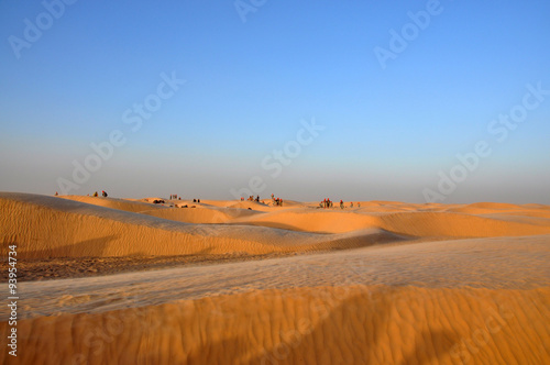 Sunset in the Sahara desert  Tunisia