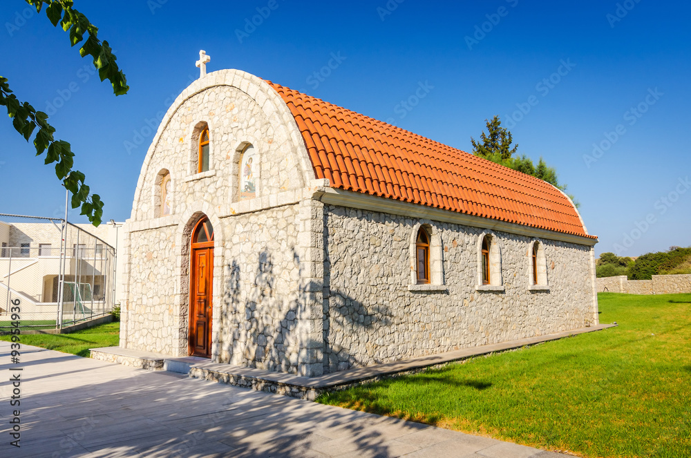 Typical Greek small church on Rhodes