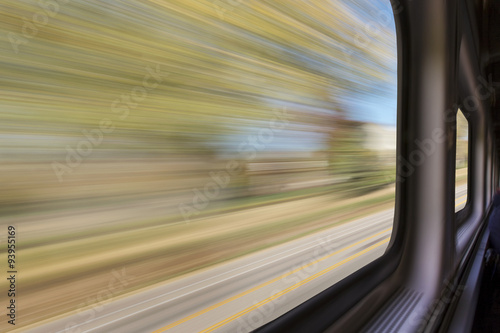 blurred abstract landscape from train
