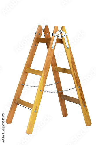 Old wooden ladder isolated