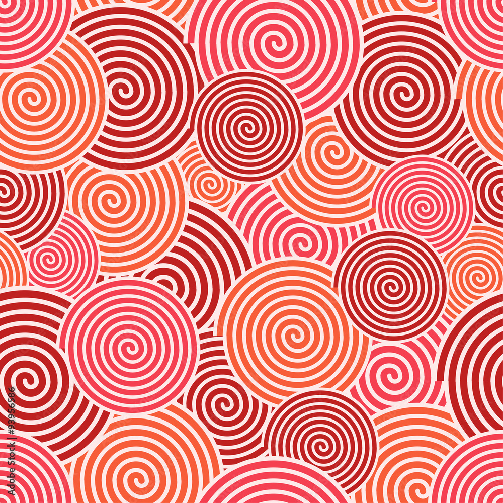 Vector modern red spiral seamless background.