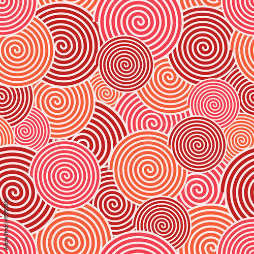 Vector modern red spiral seamless background.