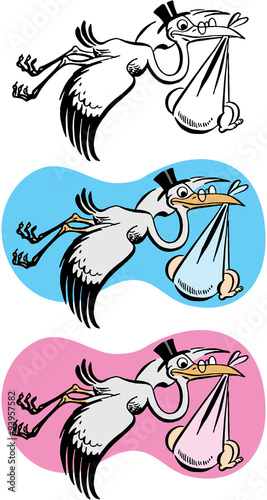 Stork delivering a baby boy or girl