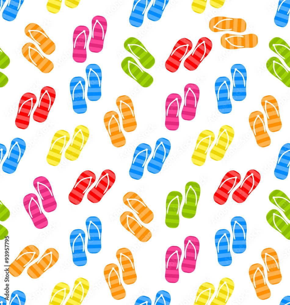 Seamless Pattern Colorful Pairs of flip-flops Seamless Pattern Colorful Pairs of flip-flops