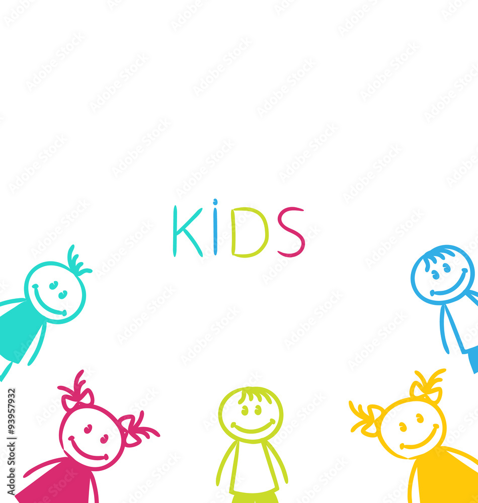 Fototapeta premium Hand-drawn Cute Funny Kids