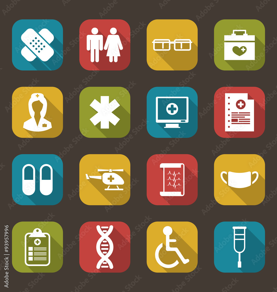 Set Trendy Flat Medical Icons Set Trendy Flat Medical Icons